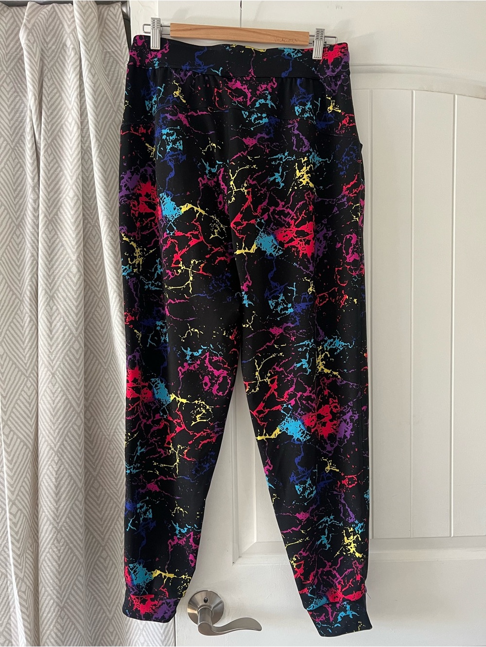 POP Fit Black Joggers with Neon Marble Splatter Large